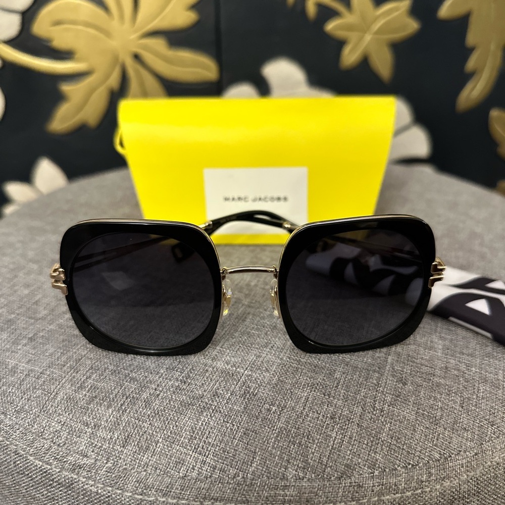 Marc Jacobs Black and Gold Square Sunglasses